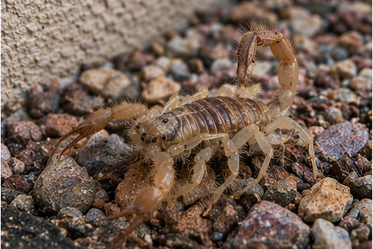Escorpión gigante del desierto en grava decorativa