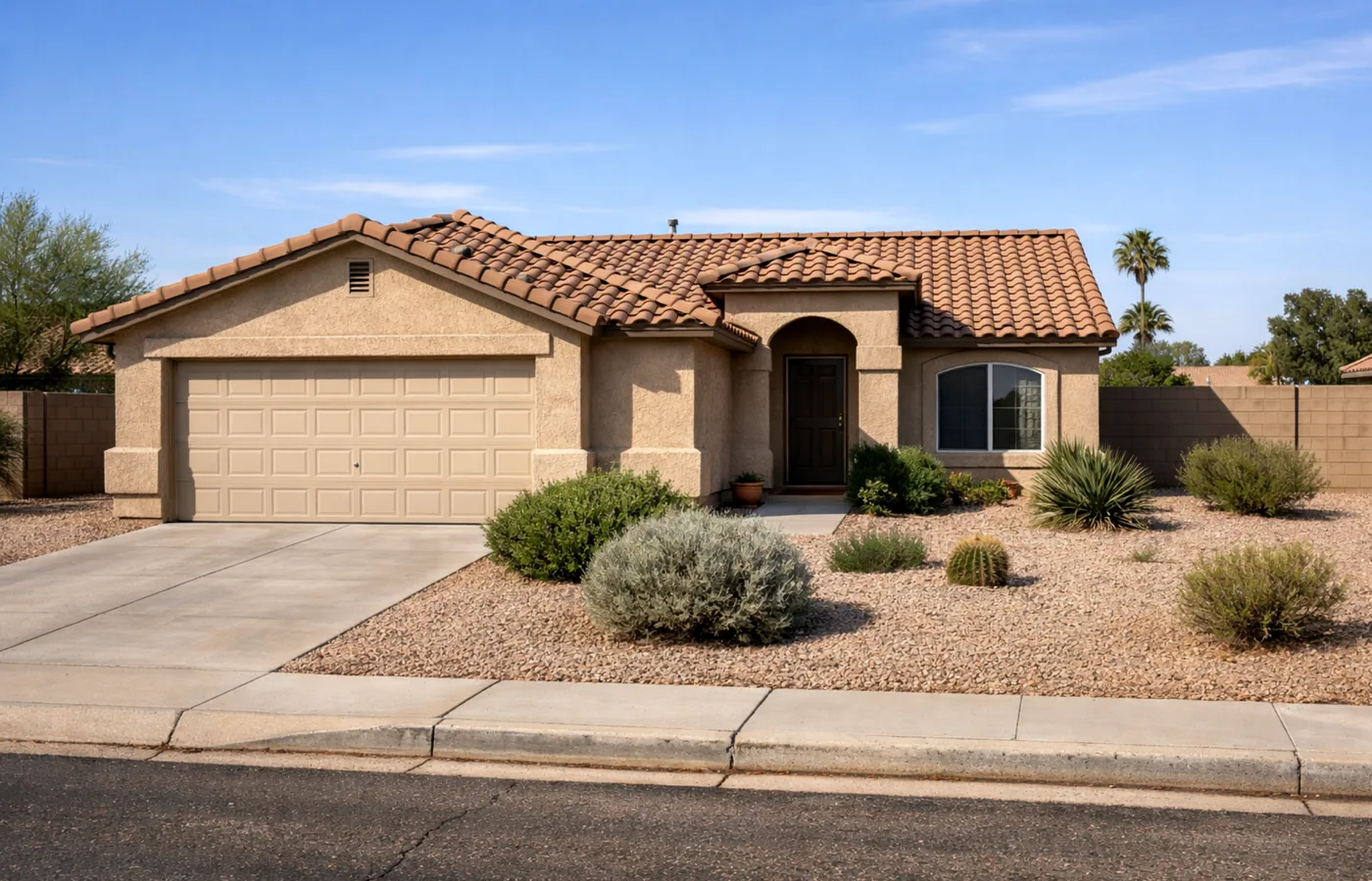 Casa en Ahwatukee con frente despejado y jardinería desértica
